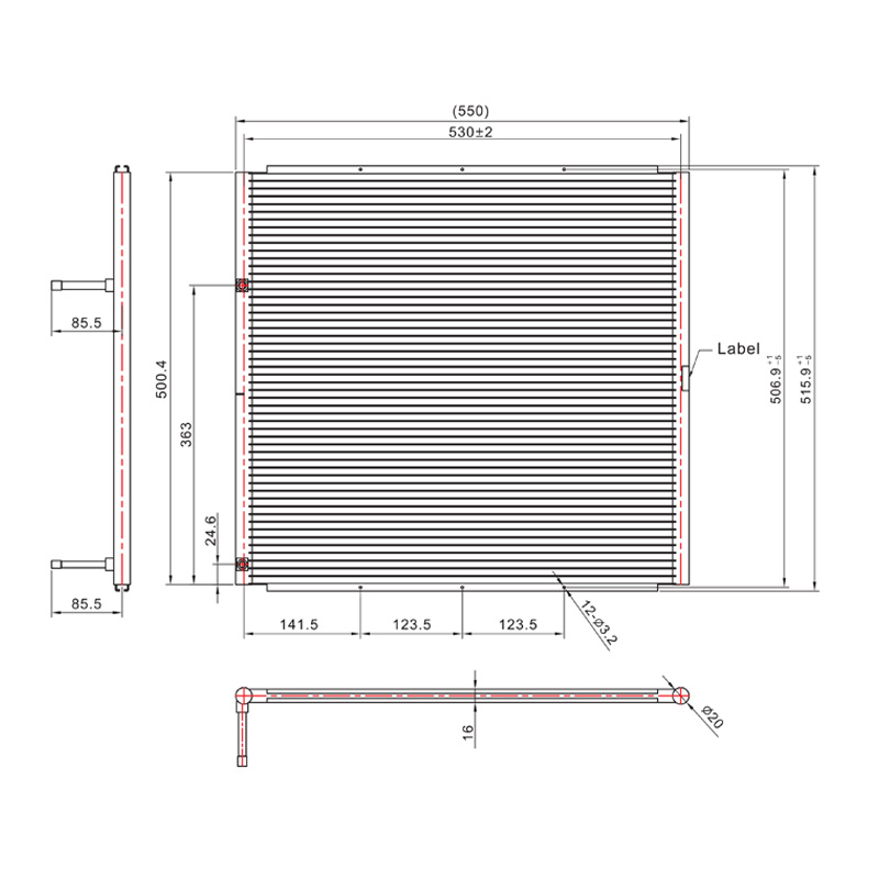 SC-1300 550*515.9 มม./HVAC Microchannel Condenser Coil Micro Channel แลกเปลี่ยนความร้อน