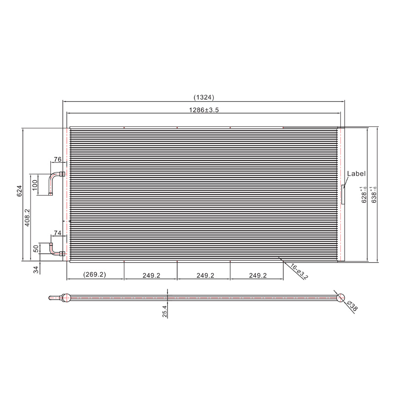 SC-1700 1324*638 มม.Microchannel แลกเปลี่ยนความร้อนหลอดรถยนต์เครื่องปรับอากาศคอนเดนเซอร์ COIL